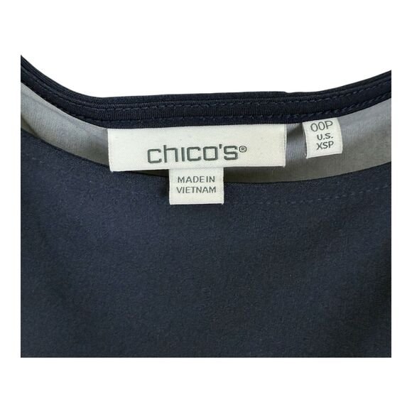 Chico’s Ruched Sleeve Jersey Dress Petite Size Extra Small 00P Shift - Picture 3 of 10